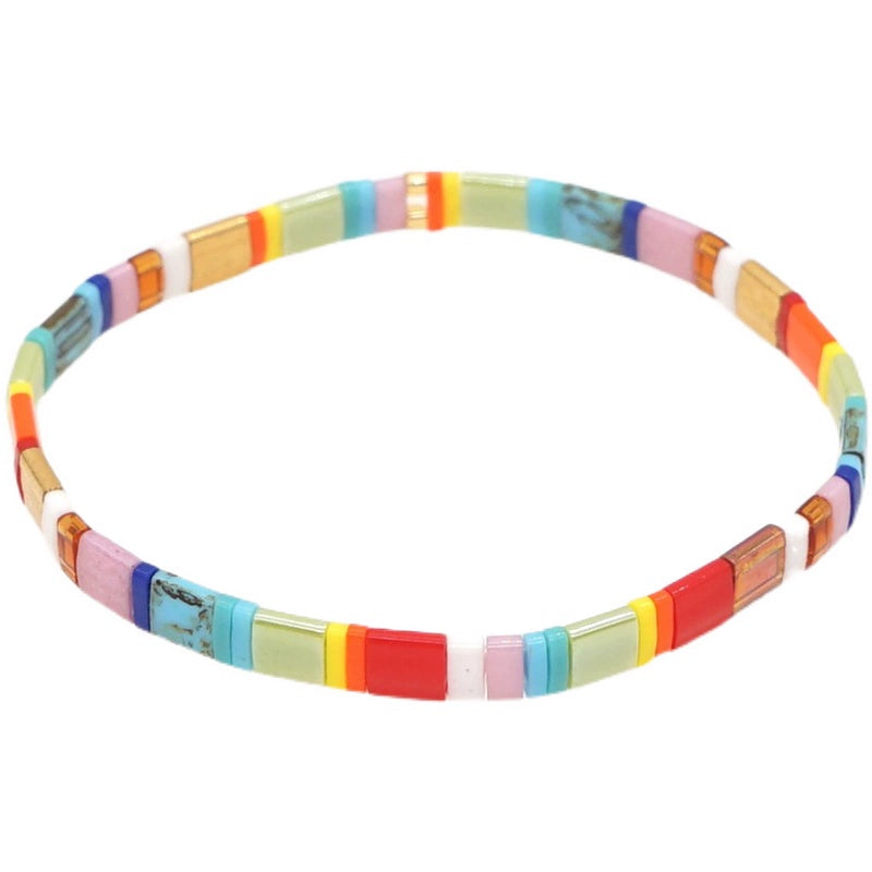 Niche Style Bohemia Ethnic Style Fashion Multi-Layer Twin Bracelet Female Tila Beads Stylish Good-looking Small Bracelet Female