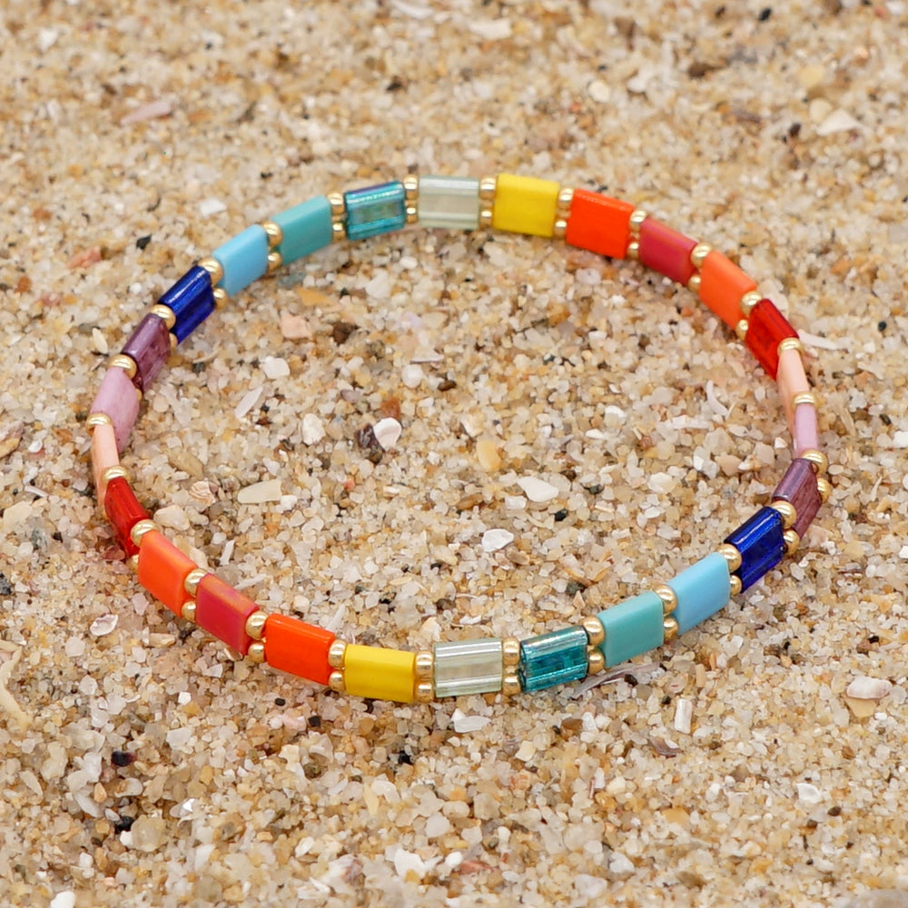 Niche Style Bohemia Ethnic Style Fashion Multi-Layer Twin Bracelet Female Tila Beads Stylish Good-looking Small Bracelet Female