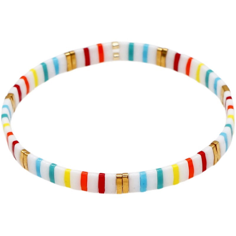 Niche Style Bohemia Ethnic Style Fashion Multi-Layer Twin Bracelet Female Tila Beads Stylish Good-looking Small Bracelet Female
