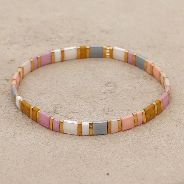 Niche Style Bohemia Ethnic Style Fashion Multi-Layer Twin Bracelet Female Tila Beads Stylish Good-looking Small Bracelet Female