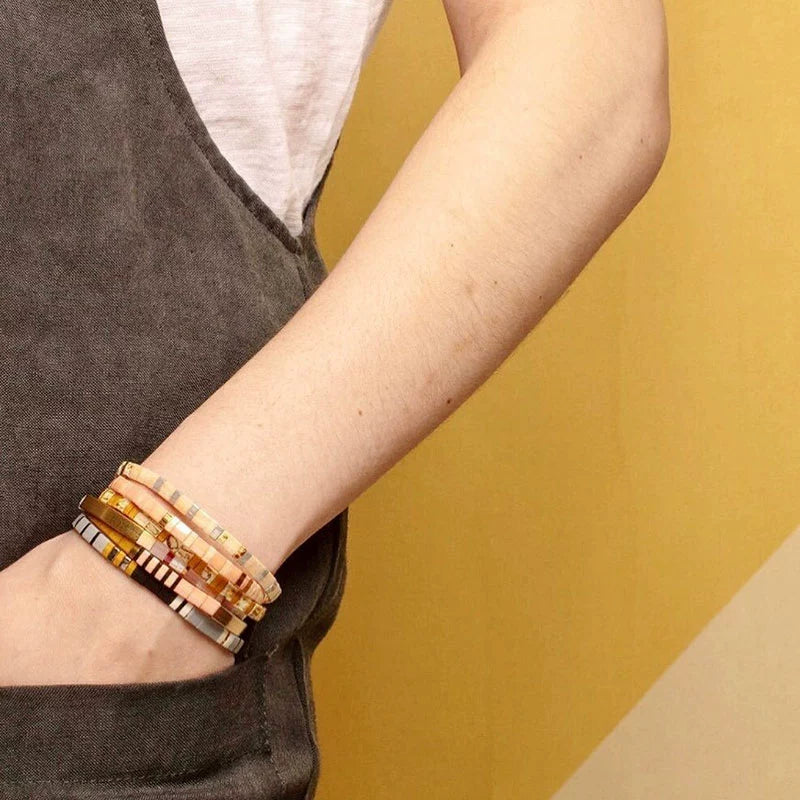 Niche Style Bohemia Ethnic Style Fashion Multi-Layer Twin Bracelet Female Tila Beads Stylish Good-looking Small Bracelet Female